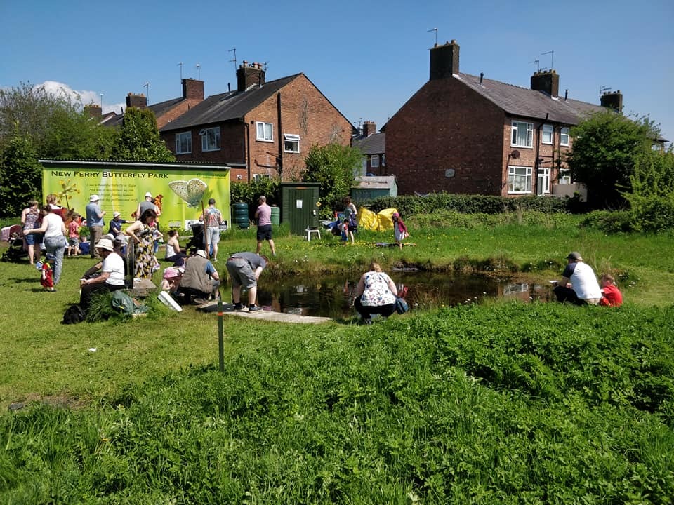 The group get together to take part in pond dipping activity