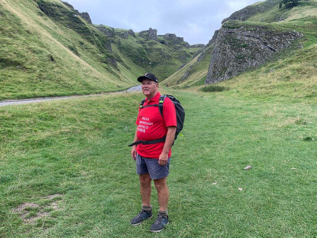 Steve wearing his Hillsborough to Anfield t-shirt