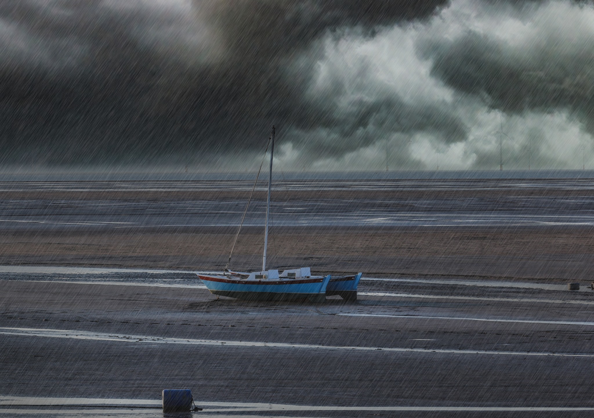 As the rain came down in Meols by David Mansell
