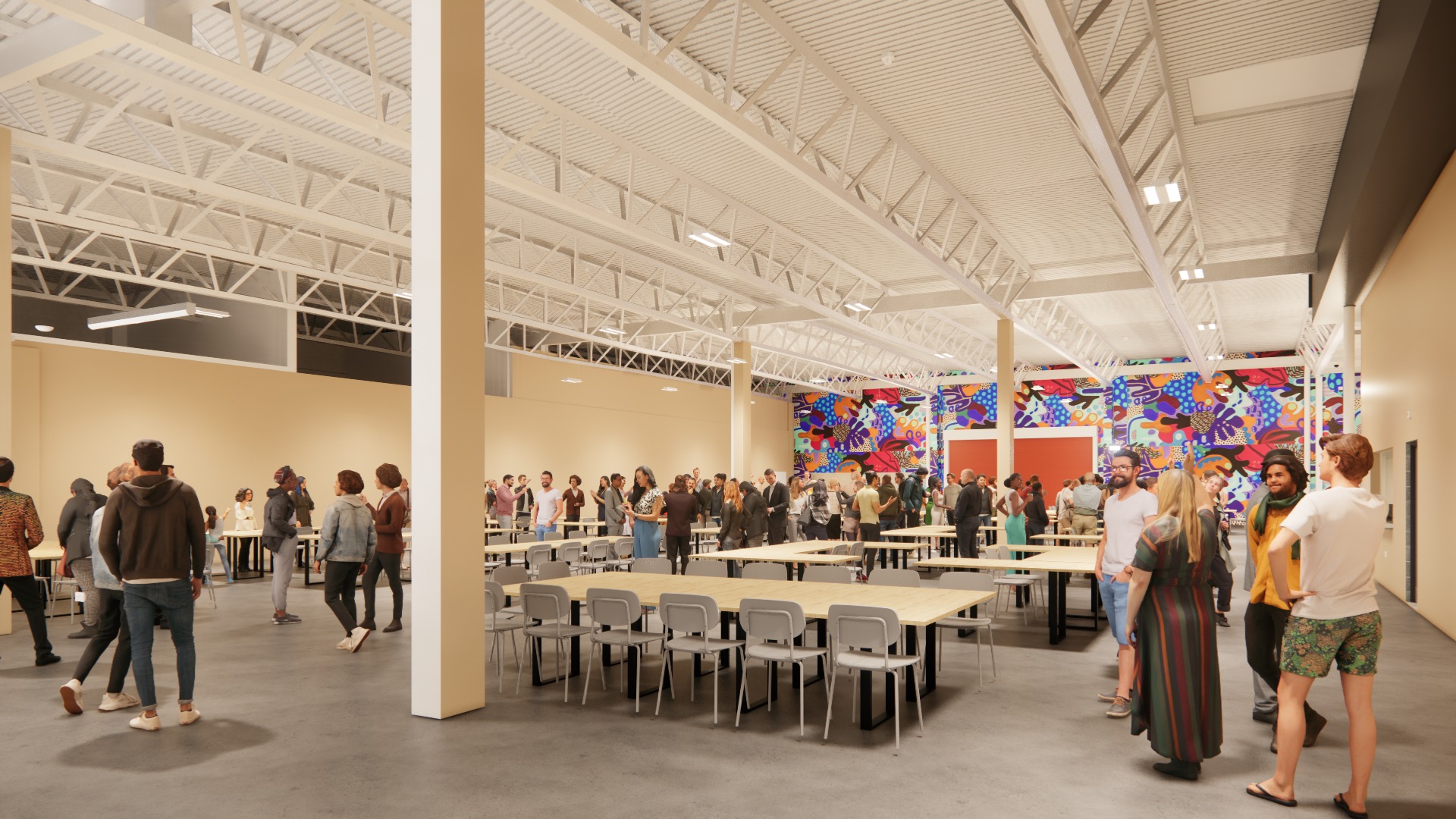 Architects visualisations of how the event space will look at Ellesmere Port Market.