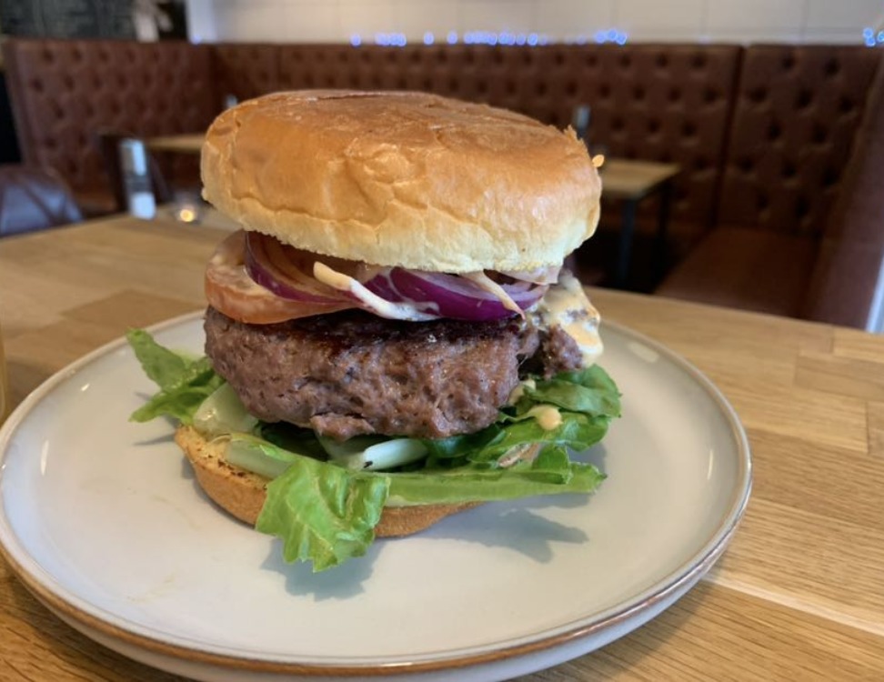 Homemade burgers are popular on the menu